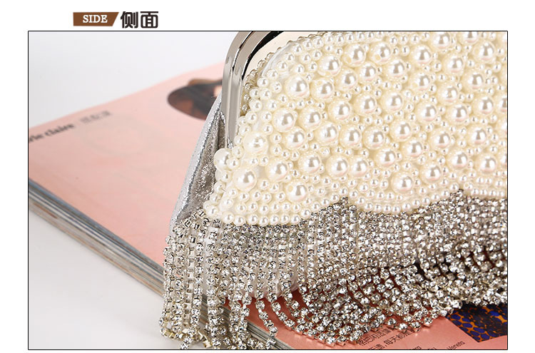 Rhinestone Tassel Dinner Bag Pearl Evening Bag display picture 3