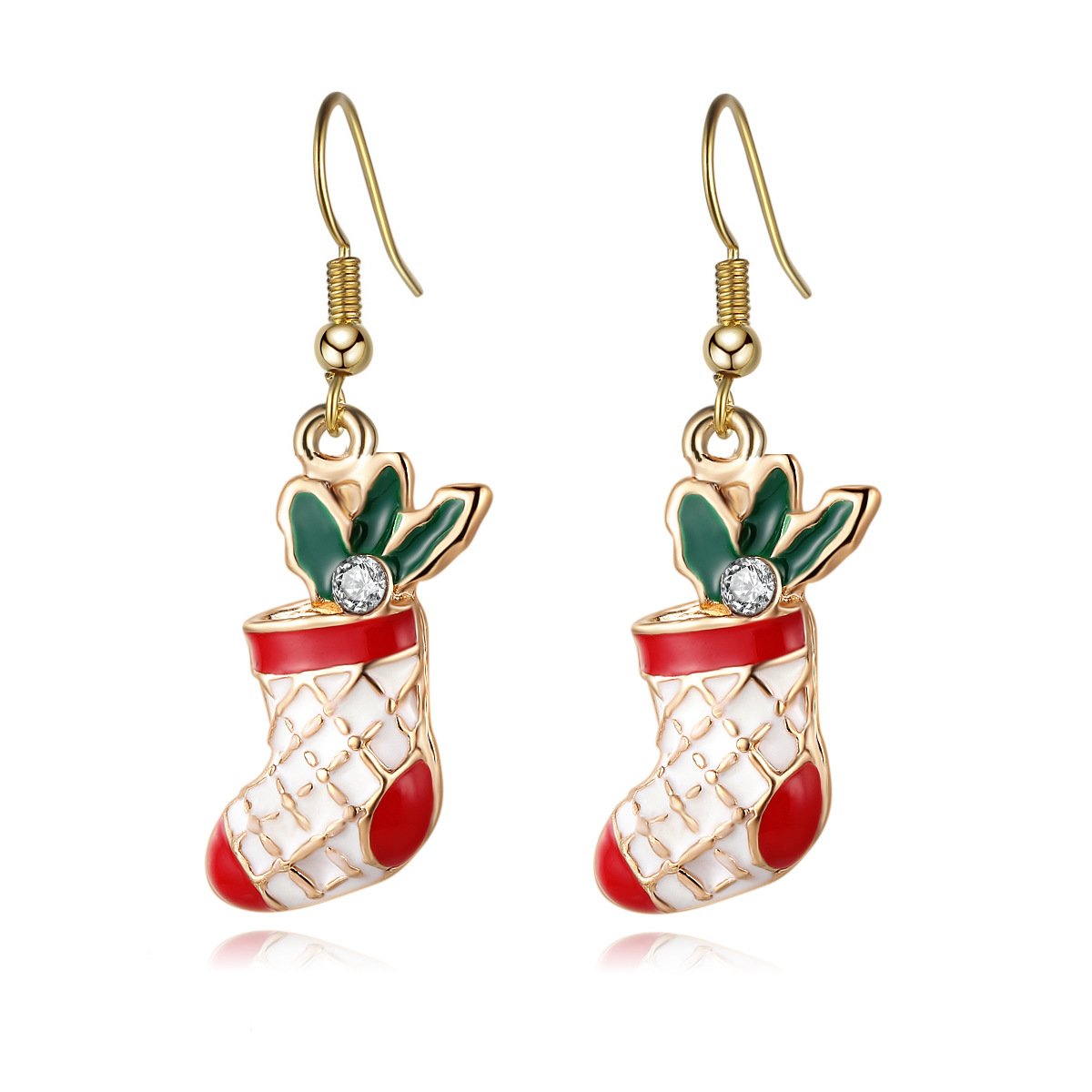 Amazon Hot Sale Christmas Tree Ear Hook Creative Ladies Holiday Earrings Christmas Ornament Earrings