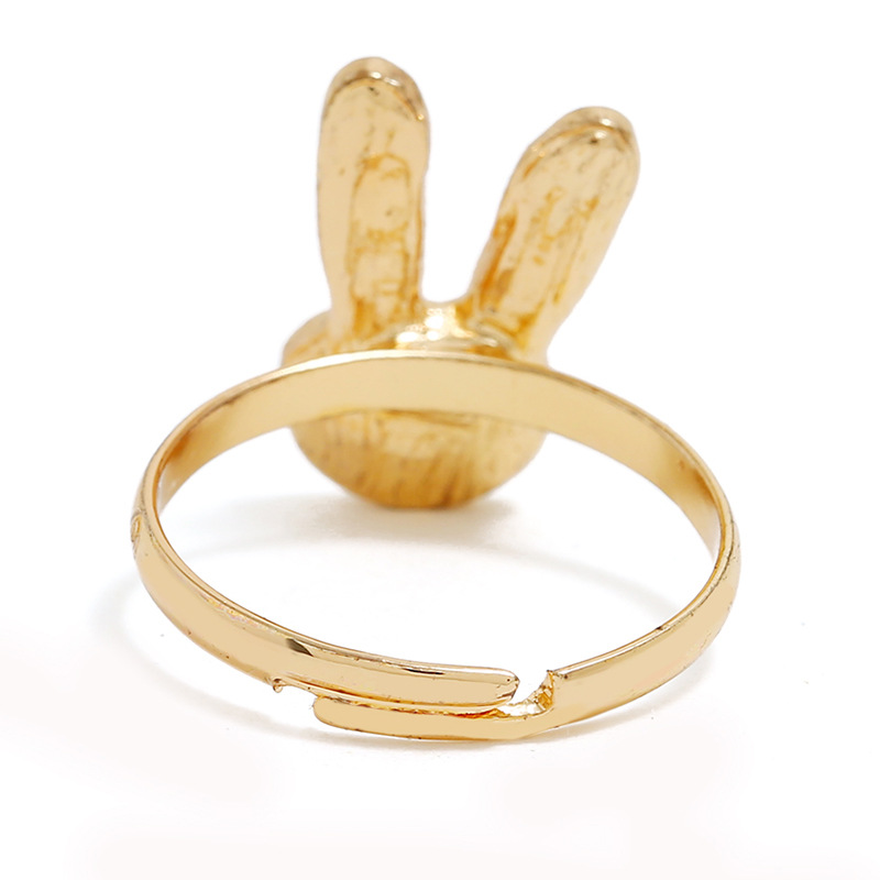 Cute Cartoon Simple Alloy Drip Ring Japan And South Korea Fashion Niche Design Open Bunny Ring display picture 5