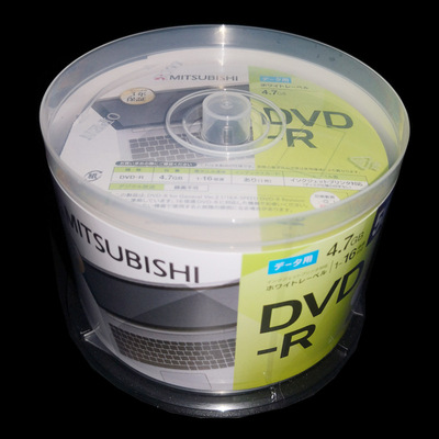 台产三菱/Mitsubishi DVD-R 16X 空白可打印光盘办公用刻录盘50片|ms