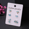 Women's simple earrings 3 pairs of minimalist Korean earrings simple small jewelry student personality set ear joy tide