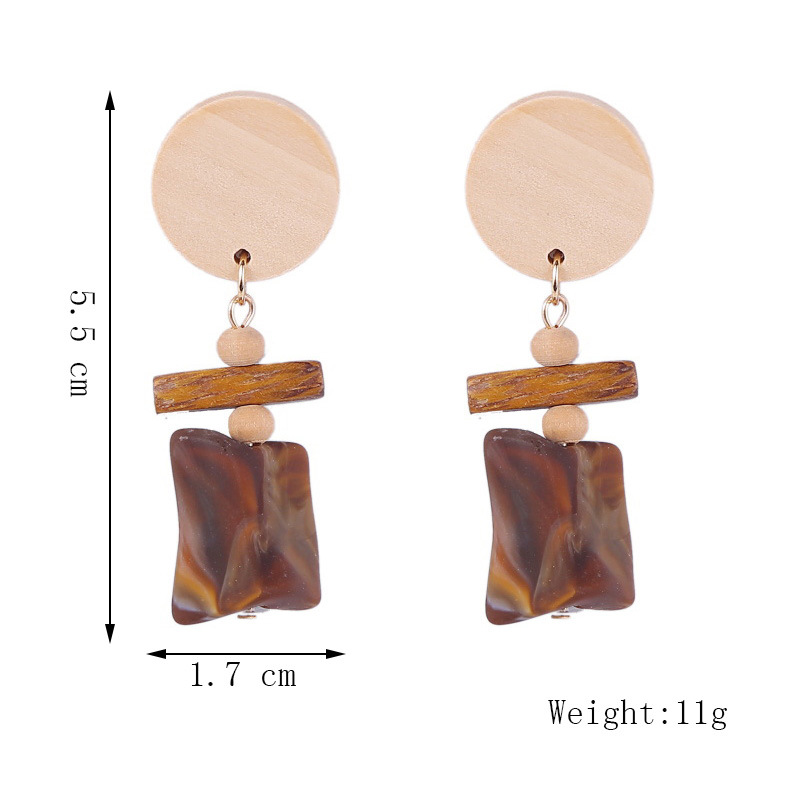 Coreana Delgada Cara Geométrica Madera Acrílico Pendientes Resina Pendientes Joyería Al Por Mayor Nihaojewelry display picture 1