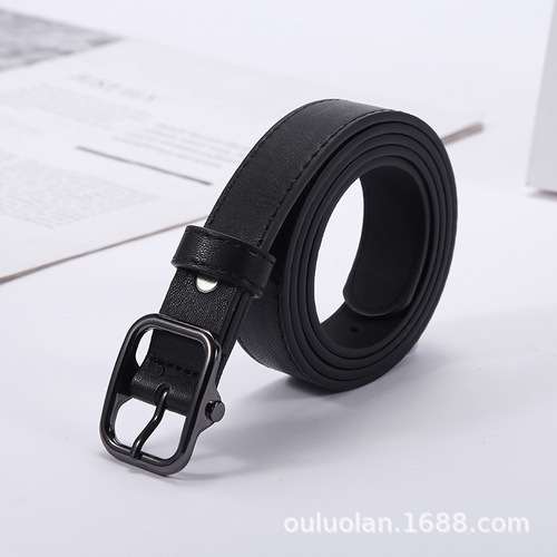 Korean style belt women's thin belt women's pin buckle PU casual decoration student retro thin trouser belt manufacturer wholesale