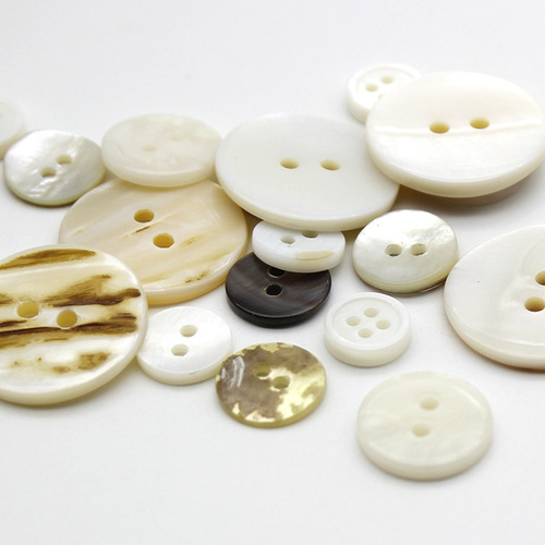 Shell button round button fashionable two-eyed Masibei shirt shell button small fragrant style clothes button accessories
