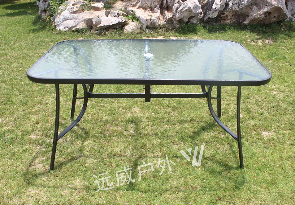 150cm简约桌椅户外休闲桌椅庭院花园防水防晒铁艺金属拆装桌椅