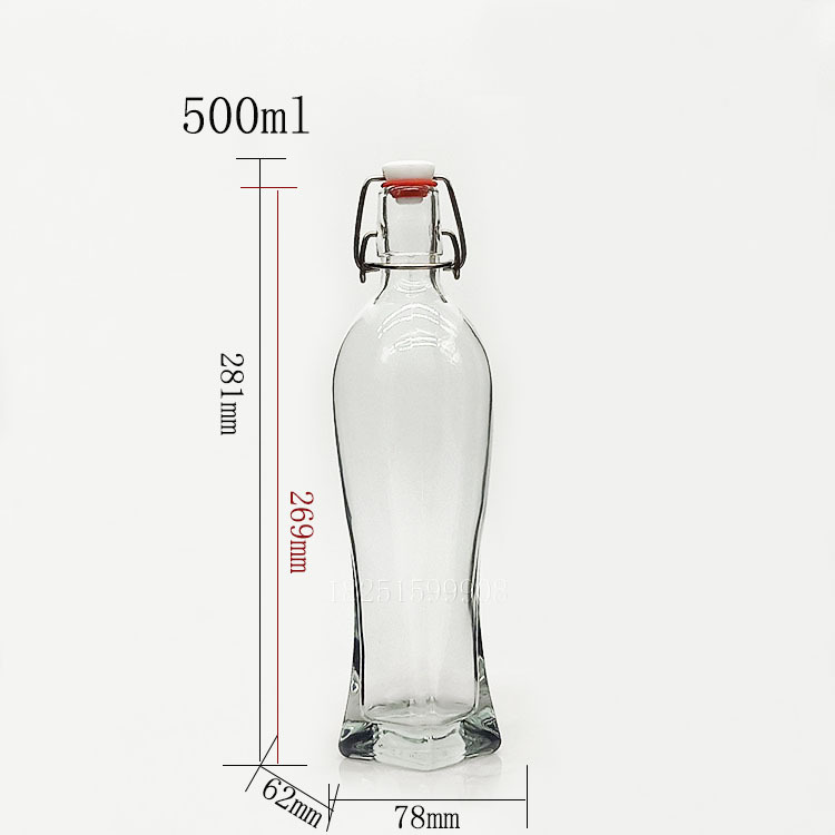 新款500ml乐扣酵素瓶果酒瓶饮料瓶玻璃瓶空瓶一斤装厨房调味油瓶
