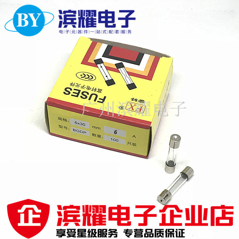 保险管保险丝6x30 玻璃保险丝6*30mm F6AL250V电流6A 1盒100个
