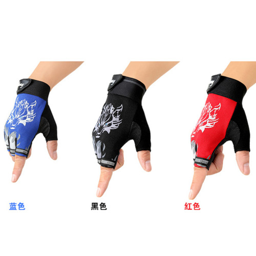 Wolf head breathable children's half-finger gloves for outdoor riding non-slip mountain bike fitness sports gloves for men and women