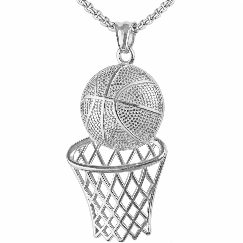 fashion creative solid color Basketball box titanium steel necklace wholesale nihaojewelry