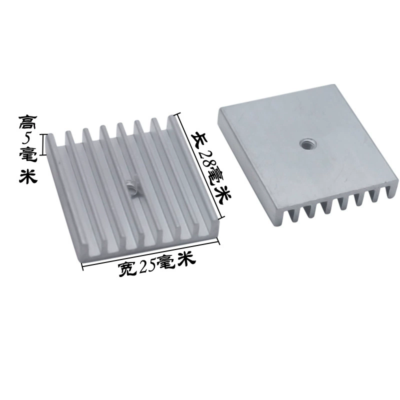 Электронное ребро охлаждения 28*25*5 мм алюминиевый профиль Мощный радиатор материнской платы Алюминиевый сплав с отверстием для винта