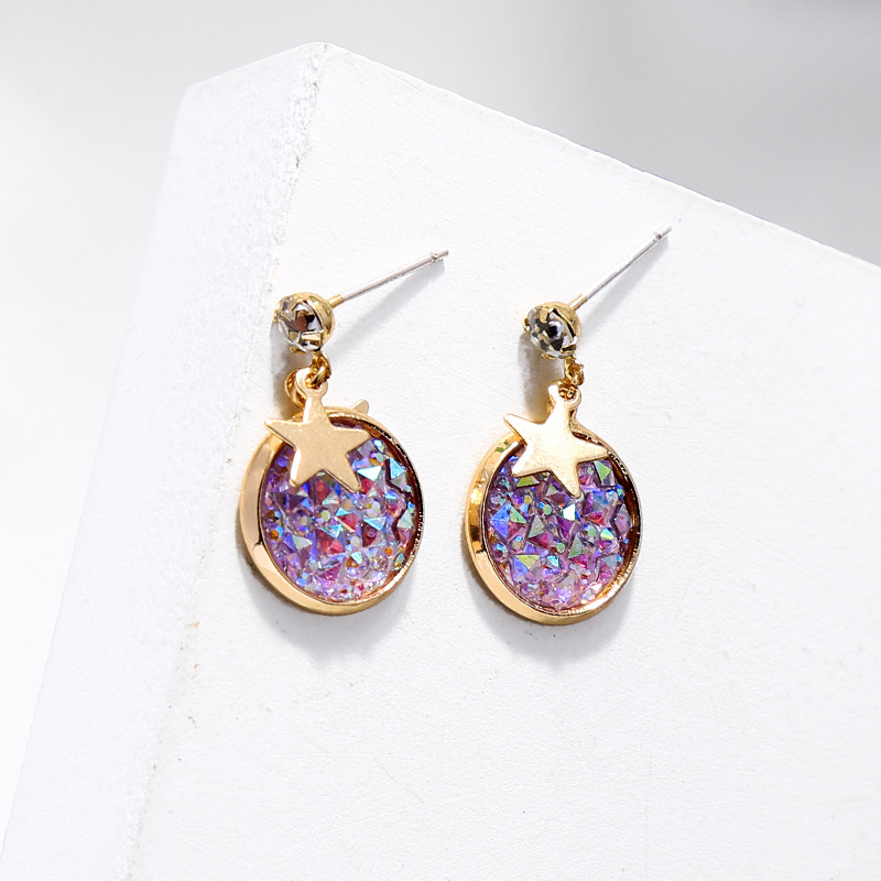 Geometric Round Earrings Creative Fantasy Starry Sky Earrings display picture 5