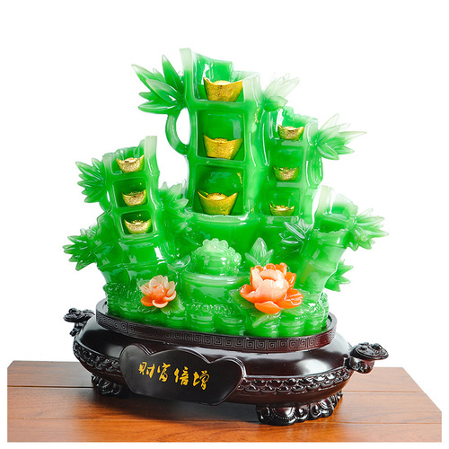 Factory direct sales of imitation jade bamboo to increase wealth day by day, home accessories, living room fortune ornaments, resin crafts