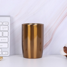 速賣通16OZ雙層不銹鋼蛋形杯 保溫真空咖啡杯 鍍銅酒杯定制logo