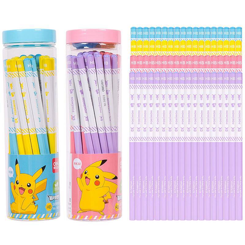 得力（deli）58123-36支桶装皮卡丘HB铅笔(36支/筒)（单位：筒）