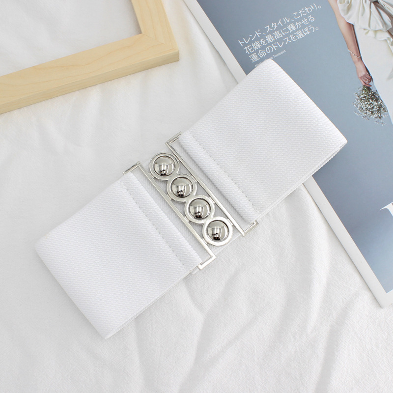 Abito semplice stile coreano da donna in vita elastica ampia cintura decorativa elastica in vita due dimensioni_voghion.com