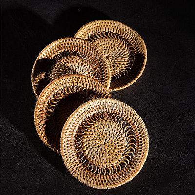 支持一件代发编织藤编杯垫茶具垫锅垫创意碗垫隔热垫防烫垫