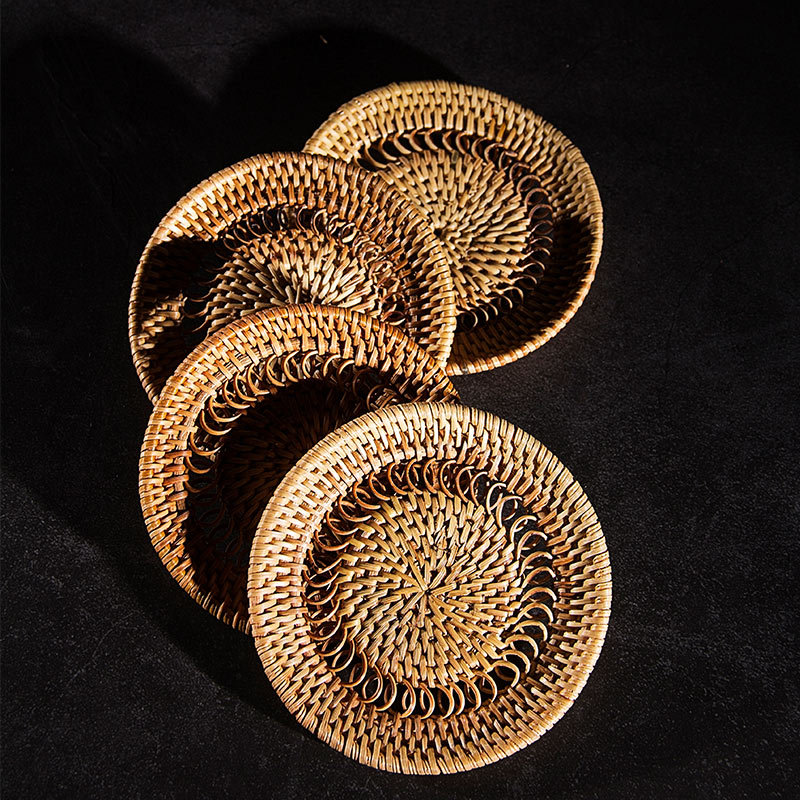 支持一件代发编织藤编杯垫茶具垫锅垫创意碗垫隔热垫防烫垫