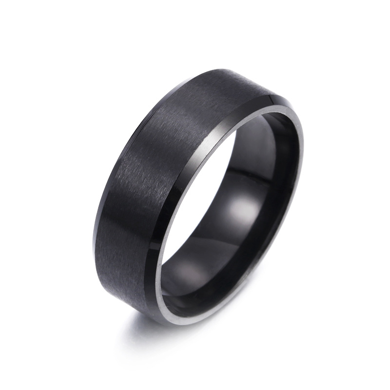 8mm En Acier Inoxydable Mat Hommes Bague Simple Bijoux De Mode En Gros display picture 9