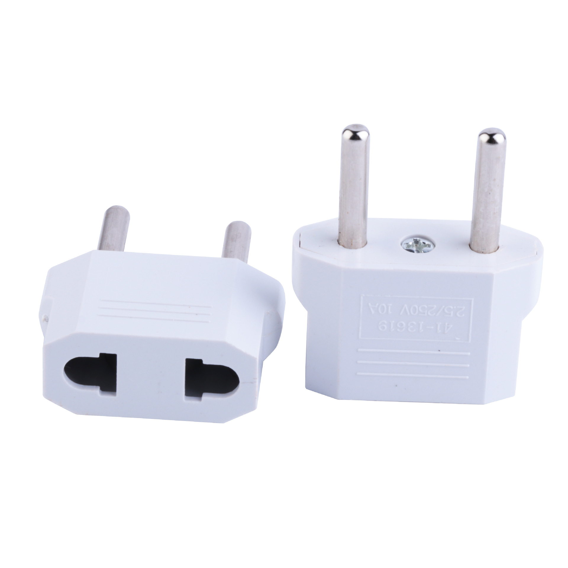 跨境货源 欧规转旅行转接头 美规转欧规 白色小欧规转插头现货