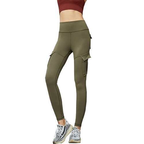 European and American sports workwear trousers, fitness wear, women's nude high-waisted yoga pants, sexy butt-lifting peach training running pants