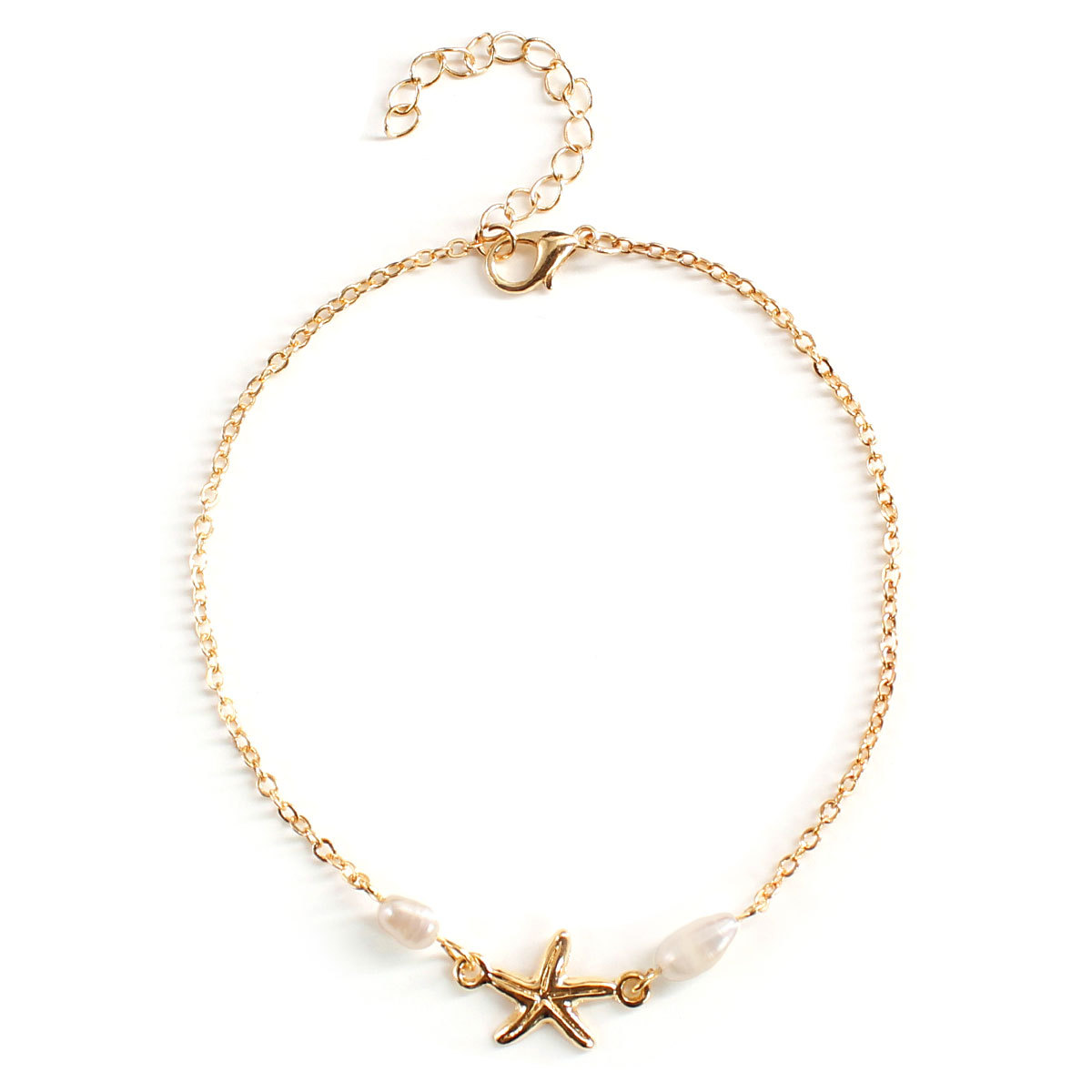 Fashion Star Alloy Plating Artificial Pearls Anklet