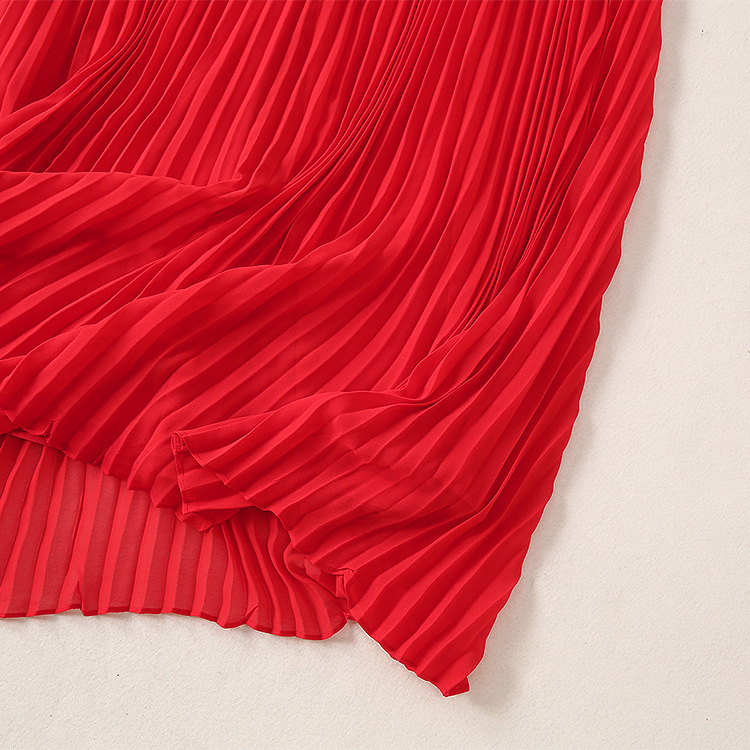 0421-11 压褶长款大摆连衣裙码数SMLXL材质聚酯纤维