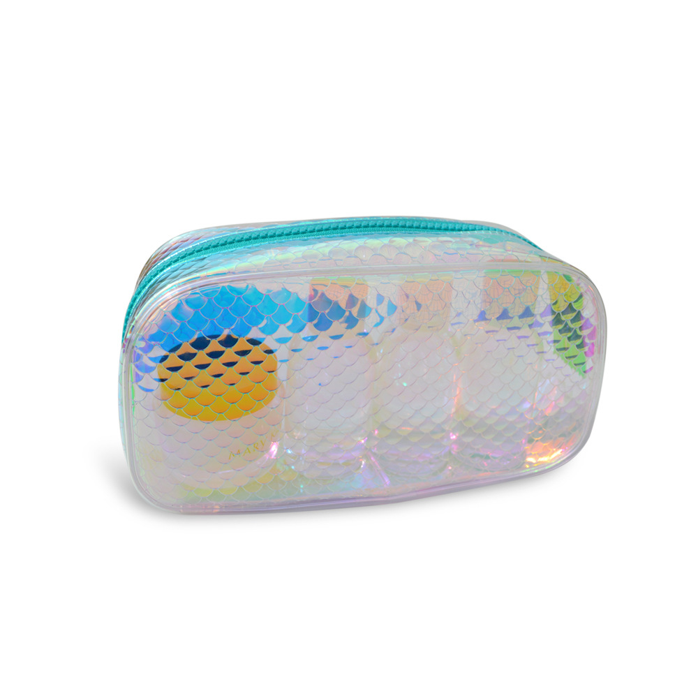 炫彩PVC化妆品袋七彩镭射PVC旅游洗漱袋网红拉链化妆收纳袋