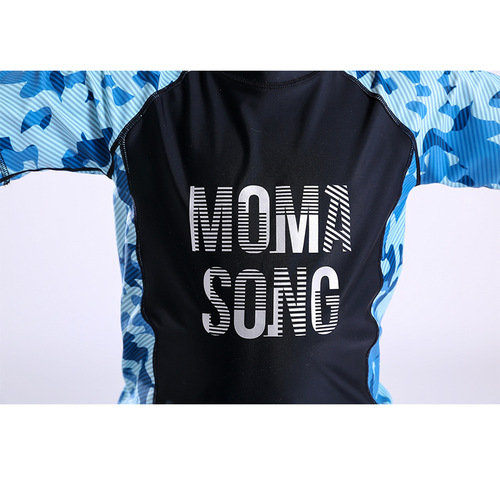 Children's swimsuits for middle-aged and older children, plus size, teen boys' swimming trunks set, students' camouflage split sun protection swimsuit