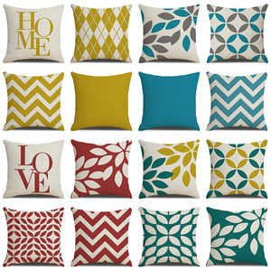 Classic geometric alphabet digital printing throw pillow linen cushion waist pillow cover