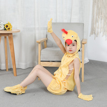 卡通動物表演服兒童小黃雞扮演舞台服透氣舒適人偶演出服定制批發