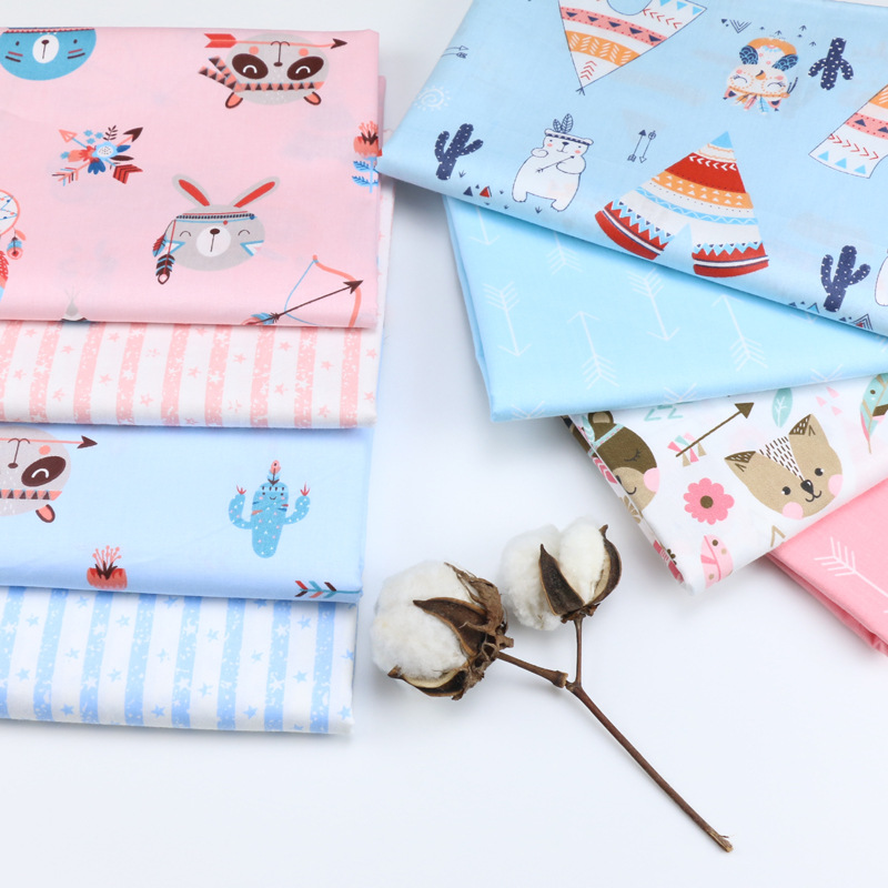 卡通酋长小熊箭头全棉布料 宝宝夏凉被盖毯睡袋印花布 宝宝印花布