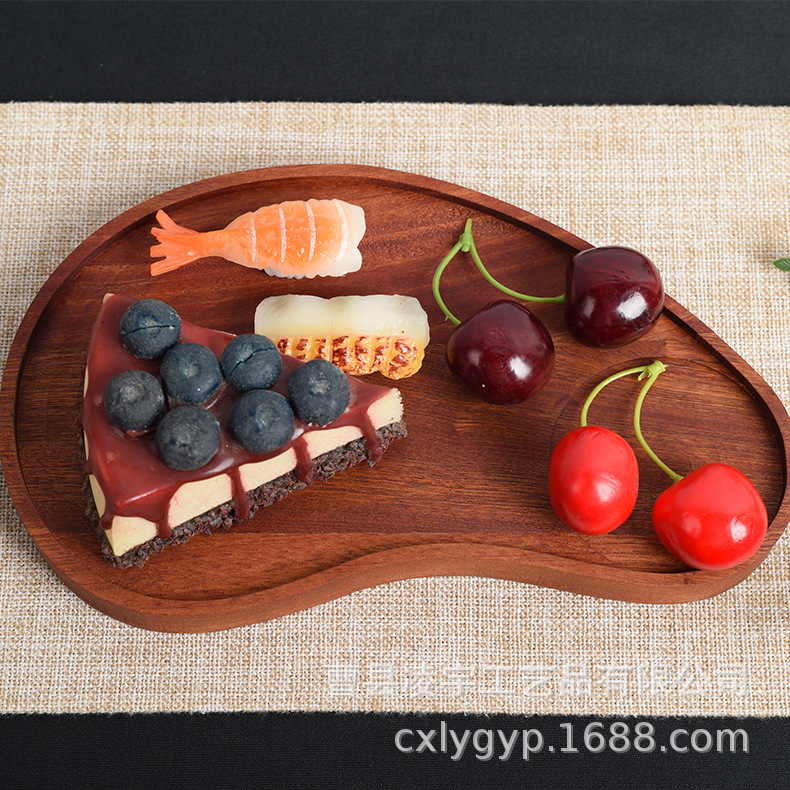 创意木质水果收纳托盘日式原木下午茶咖啡盘餐厅干果摆盘披萨盘