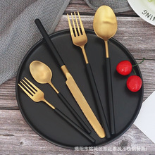 304不锈钢刀叉 韩国牛排刀叉勺套装 粉色手柄西餐餐具