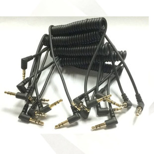 Audio 3.5mm audio cable double elbow male to male spring cable double head 3.5 telescopic cable extension cable aux car