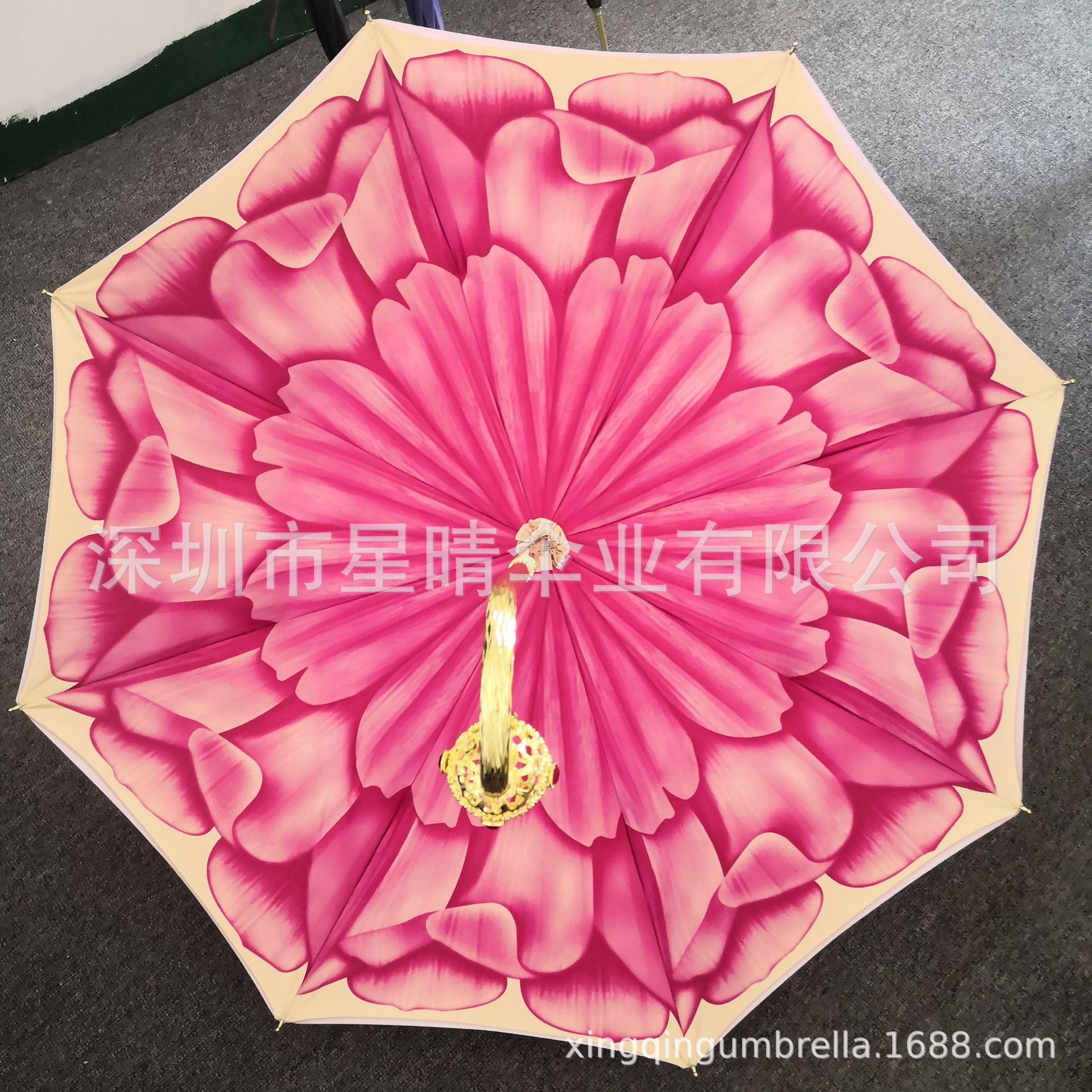 高档双层晴雨伞精致潮流时尚伞纯色花色长伞绿宝石金玲珑手柄伞-阿里巴巴