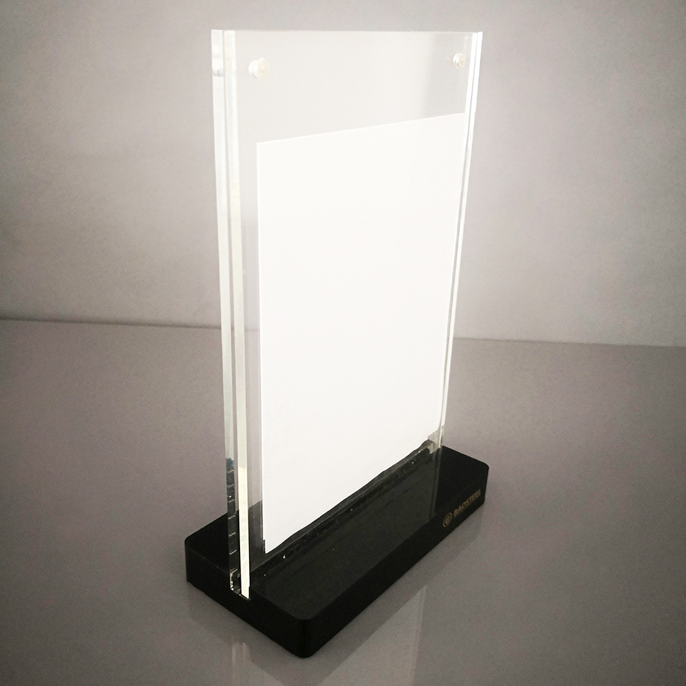 20mm黑底透明页面磁性亚克力台卡酒水牌座位牌有机玻璃产品厂家定