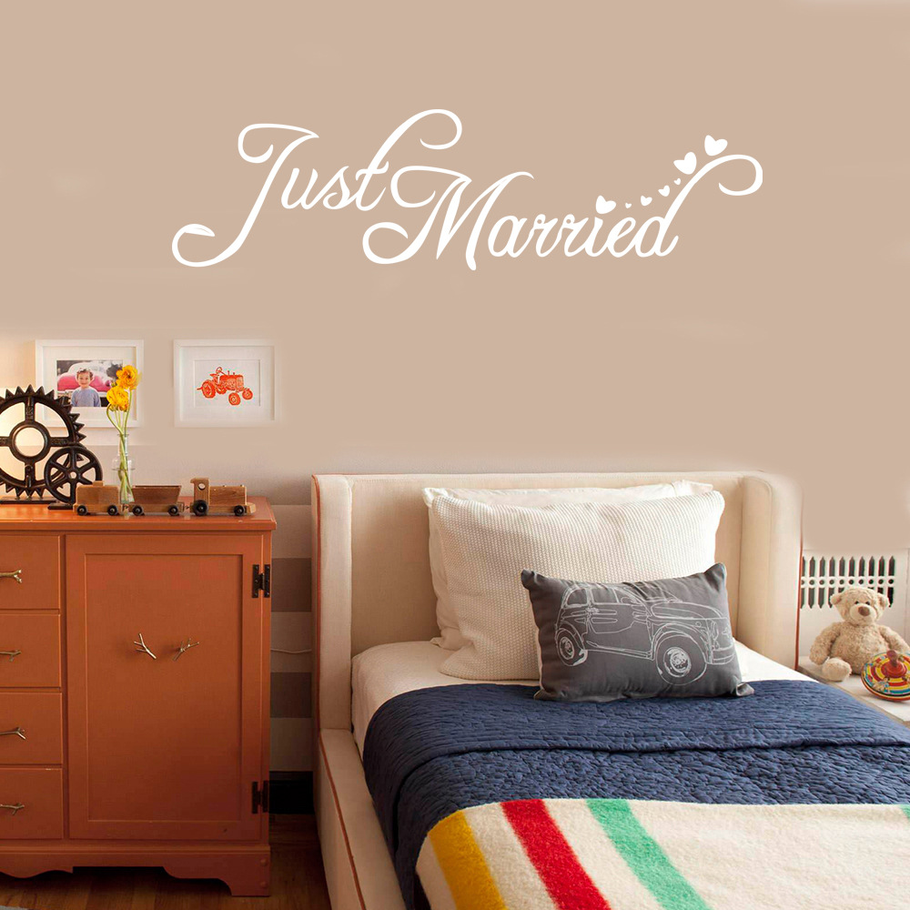 Just Married white English sticker AF2564 refined carved wall sticker Married non -dry glue wall sticker