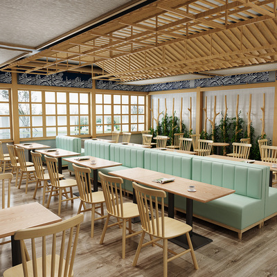 定制餐廳桌椅組合甜品奶茶店咖啡廳靠牆卡座沙發飯店實木溫莎椅子