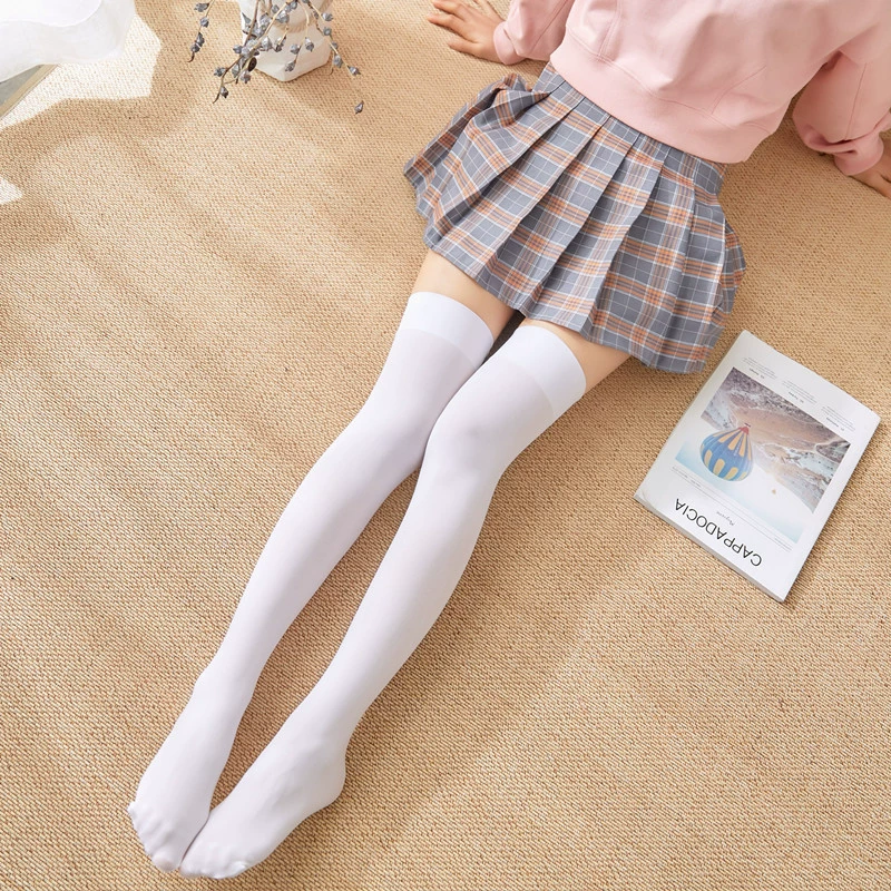 Over‑the‑Knee Stockings, 80D Velvet Thigh‑High, Summer Thin Semi‑Opaque, One Size
