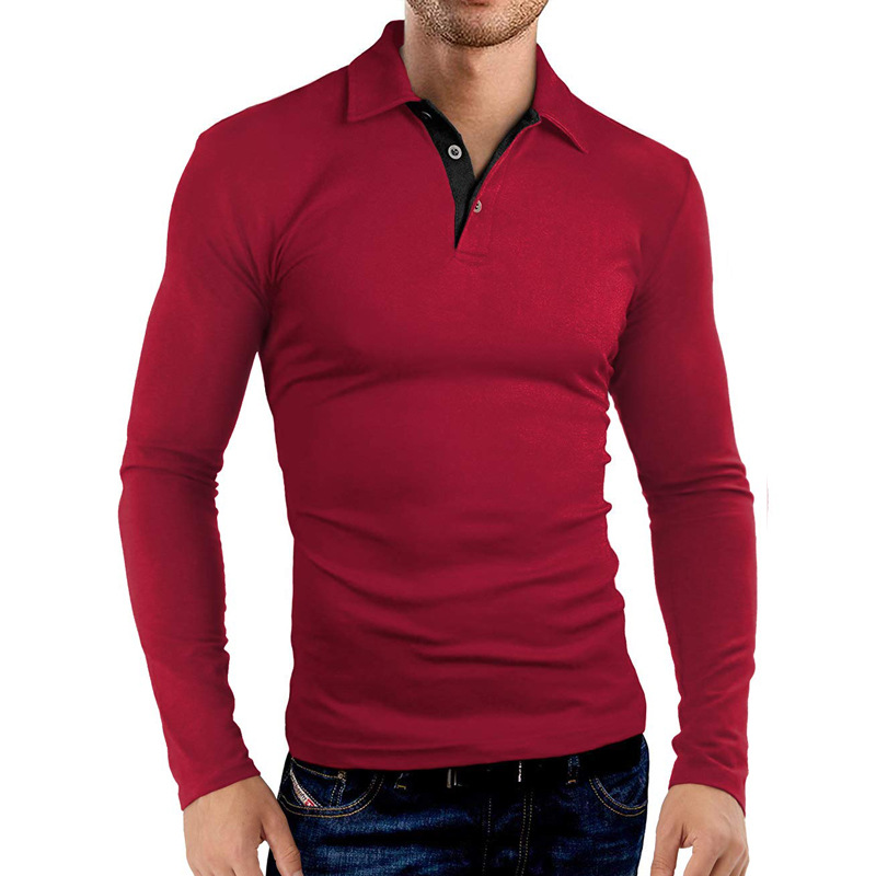 Herrpolo med lång ärm och krage för business och golf_voghion.com