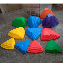 兒童感統訓練器材七彩過河石11件套幼兒園運動趣味平衡木腳踩踏石