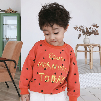 2019 Korean Edition Children's clothing Long sleeve Dot Base coat Korean Edition Children's clothing Pullover Male baby jacket
