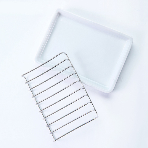 Porcelain Japanese Unprinted Ceramic Stainless Steel Soap Box Soap Tray Single Layer Draining Soap Box Soap Holder