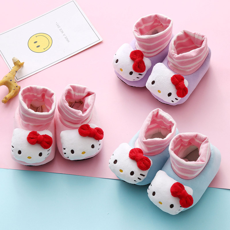 HelloKitty Baby shoes men 0-6 A month Female baby Can not afford shoes 0-1 Autumn and winter Soft soled shoes Newborn