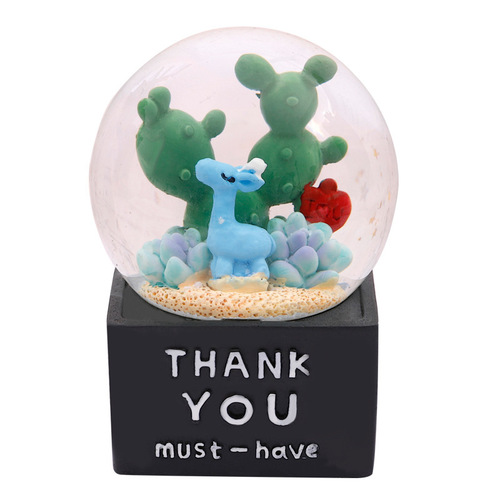 新款多肉萌宠水晶球摆件创意 卡通儿童礼物树脂水晶球学生礼品