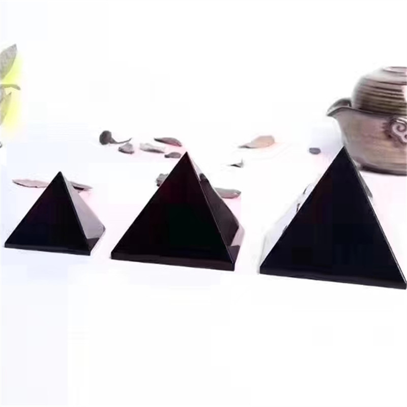 天然黑曜石原石打磨金字塔摆件办公桌饰品|ru