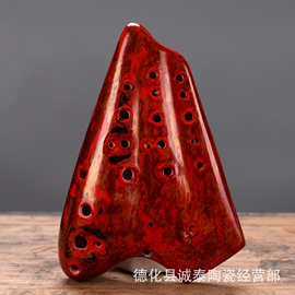 正品三管陶笛大漆生漆陶笛复管3管c调演奏级专业音准陶笛节日礼品