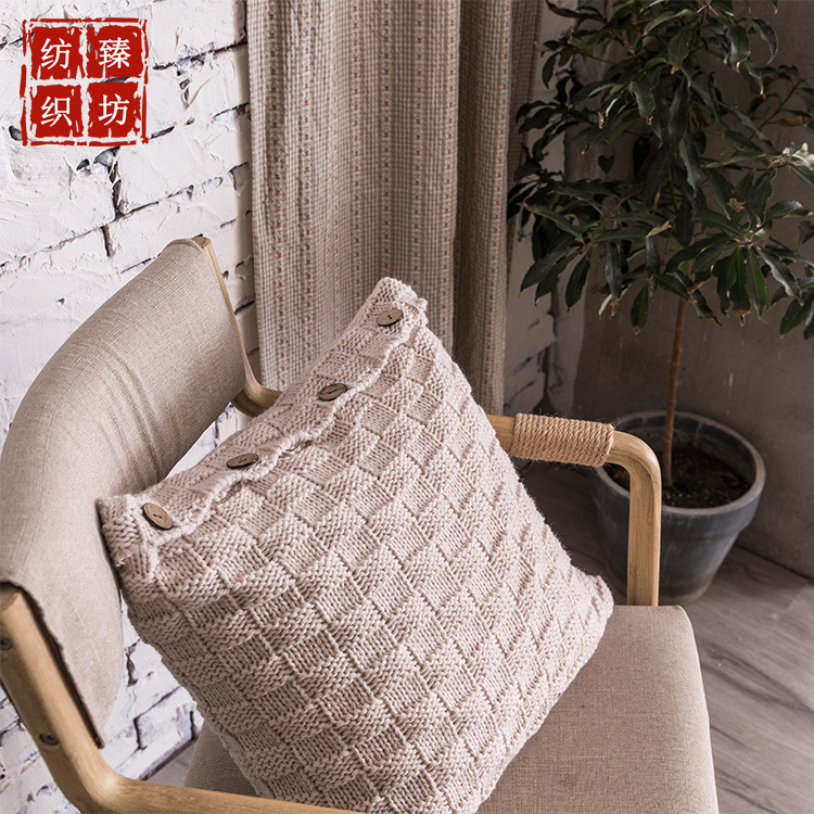 正方形立体方块纽扣抱枕靠枕 简约北欧风 方形靠背沙发抱枕