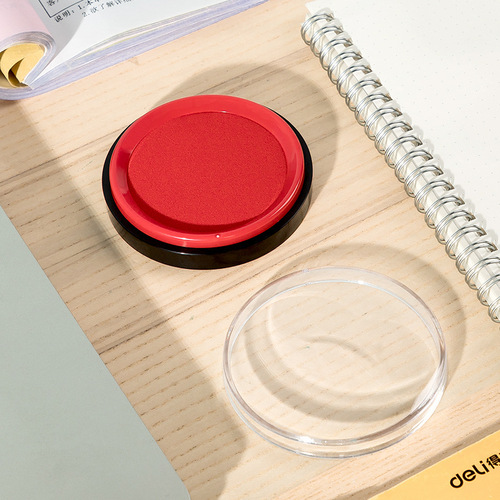 Deli 9863ES ink pad round large quick-drying ink pad red ink pad fingerprint press hand deli seal ink pad