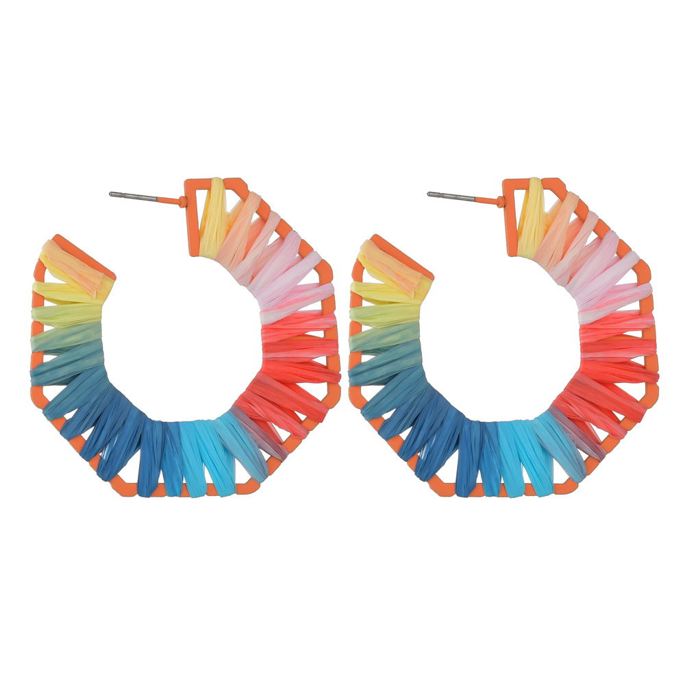 New Fashion Spray Rubber Paint Geometric C-shaped Octagonal Raffia Fashion Earrings Women display picture 10